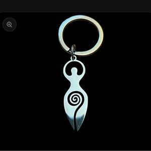 Silver Spiral Goddess Keychain